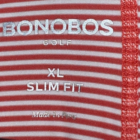 BONOBOS MENS SIZE XL SLIM FIT GOLF  Polo Shirt Lightweight  CORAL COLOR STRIPES - Picture 2 of 11